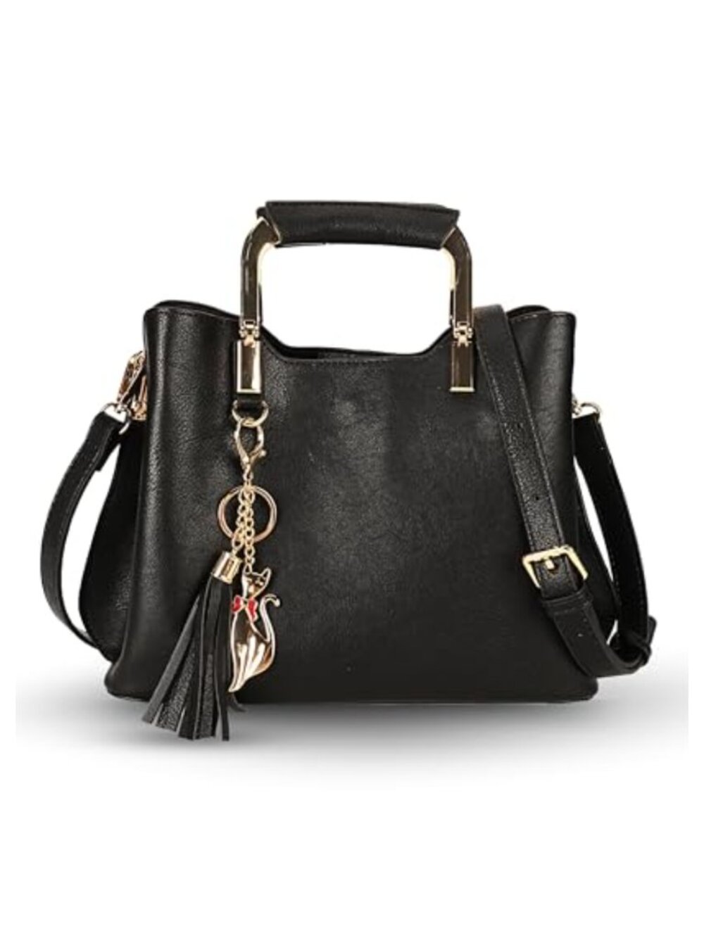 Vegan Leather Top Handle Handbag Small Trapezoid Crossbody Purse for Women